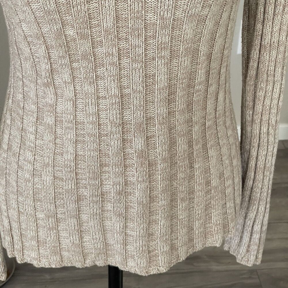 Apt 9 Women's Sweater Long Sleeve Sz Small Shimmer Ribbed Cowl Neck Ribbed Y2K - Picture 7 of 13